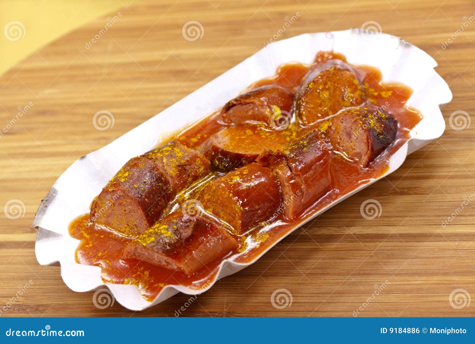 Grilled Red Sausage with Curryketchup Sauce Stock Photo Image of