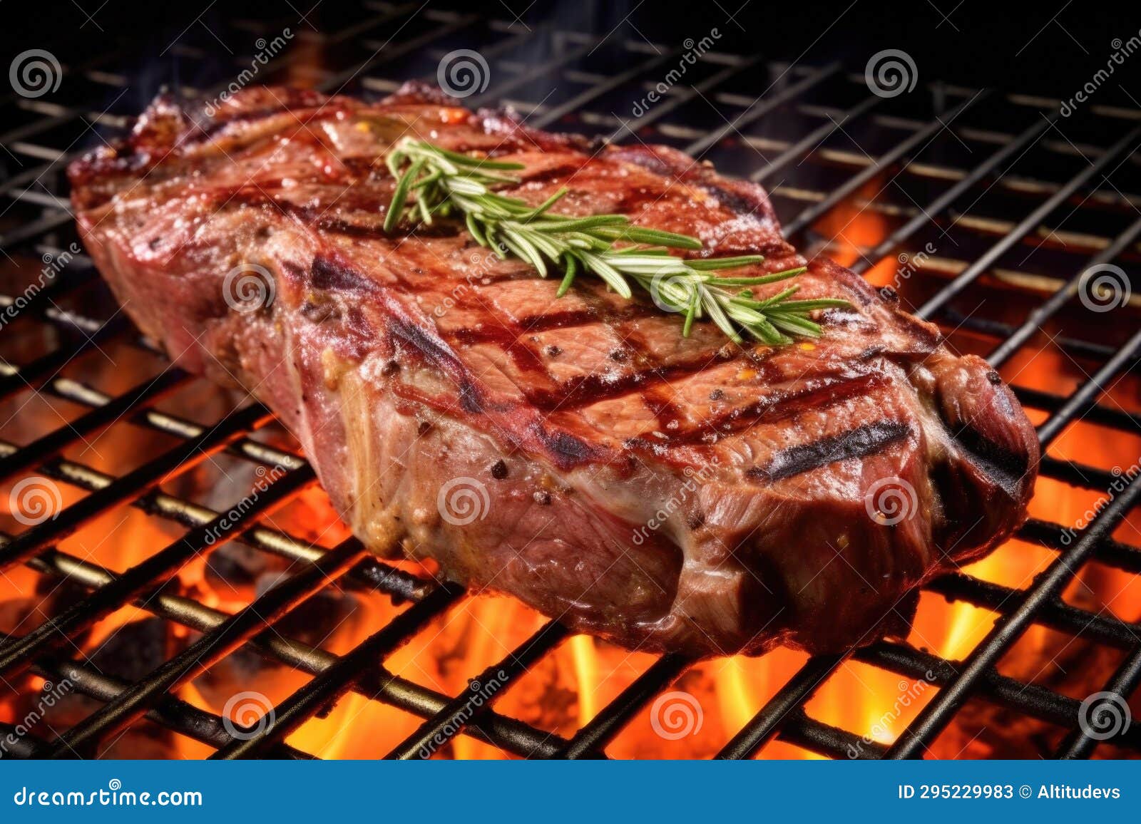 Grilled Ribeye Steak on Bbq with Char Marks Stock Image Image of