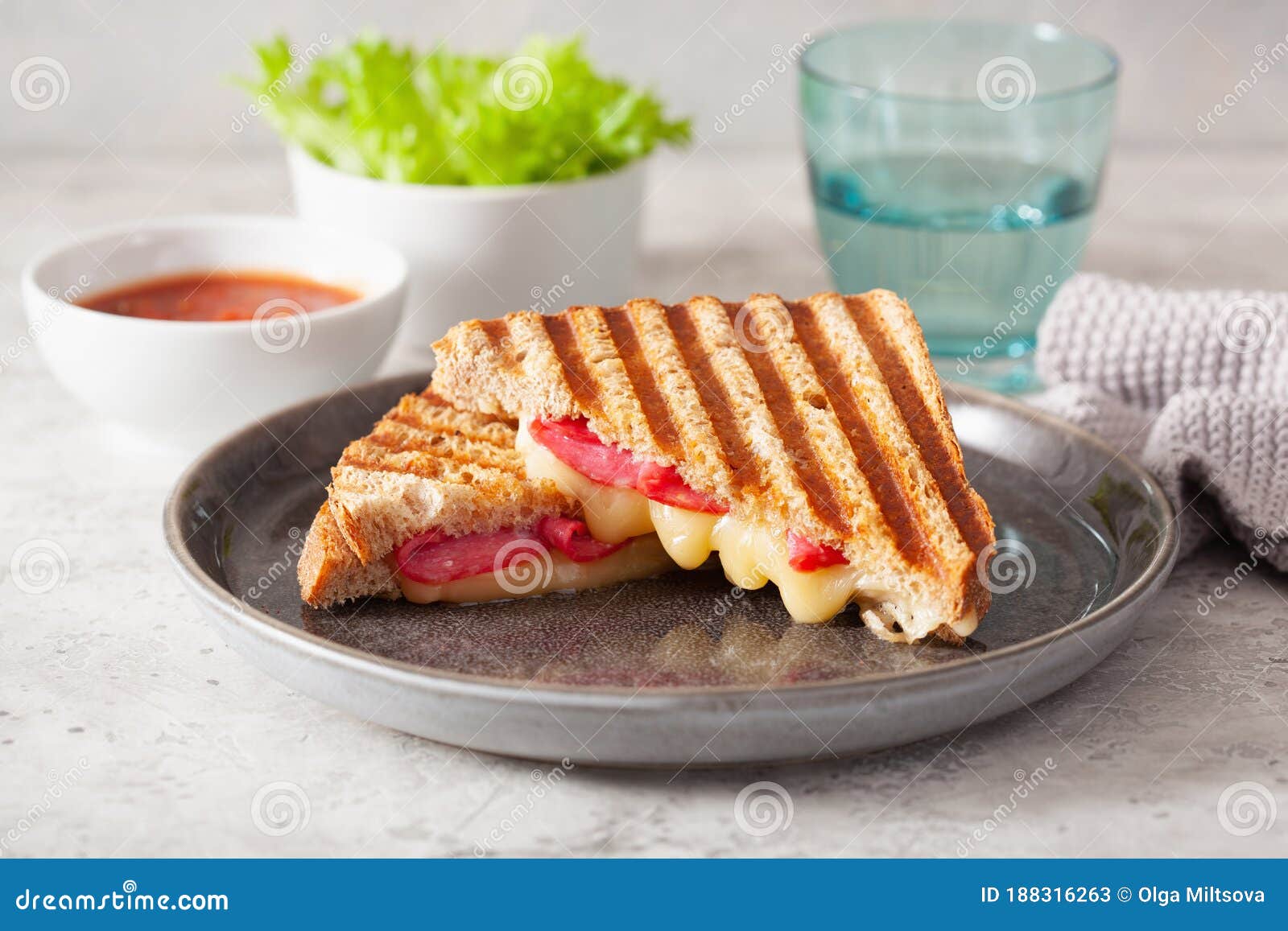 Grilled Salami and Cheese Sandwich Stock Image Image of melted, snack
