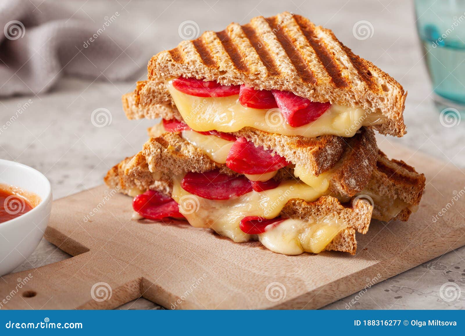 Grilled Salami and Cheese Sandwich Stock Image Image of fresh, bread