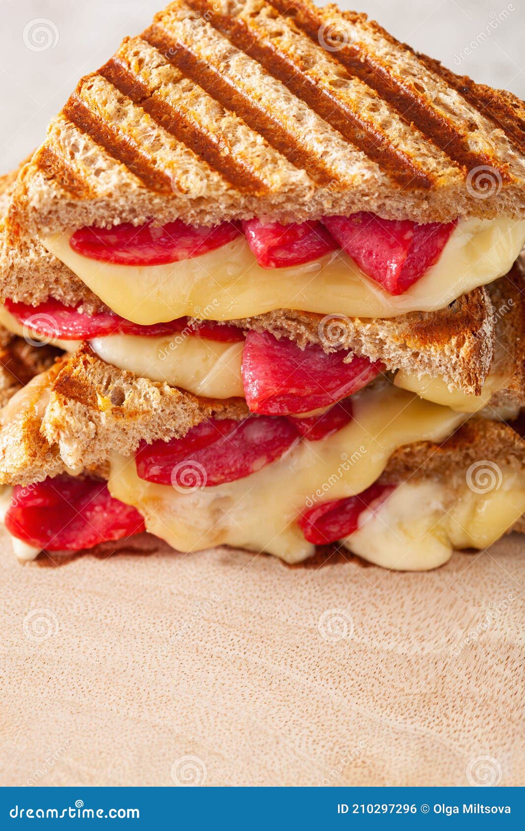 Grilled Salami and Cheese Sandwich Stock Photo Image of golden, lunch