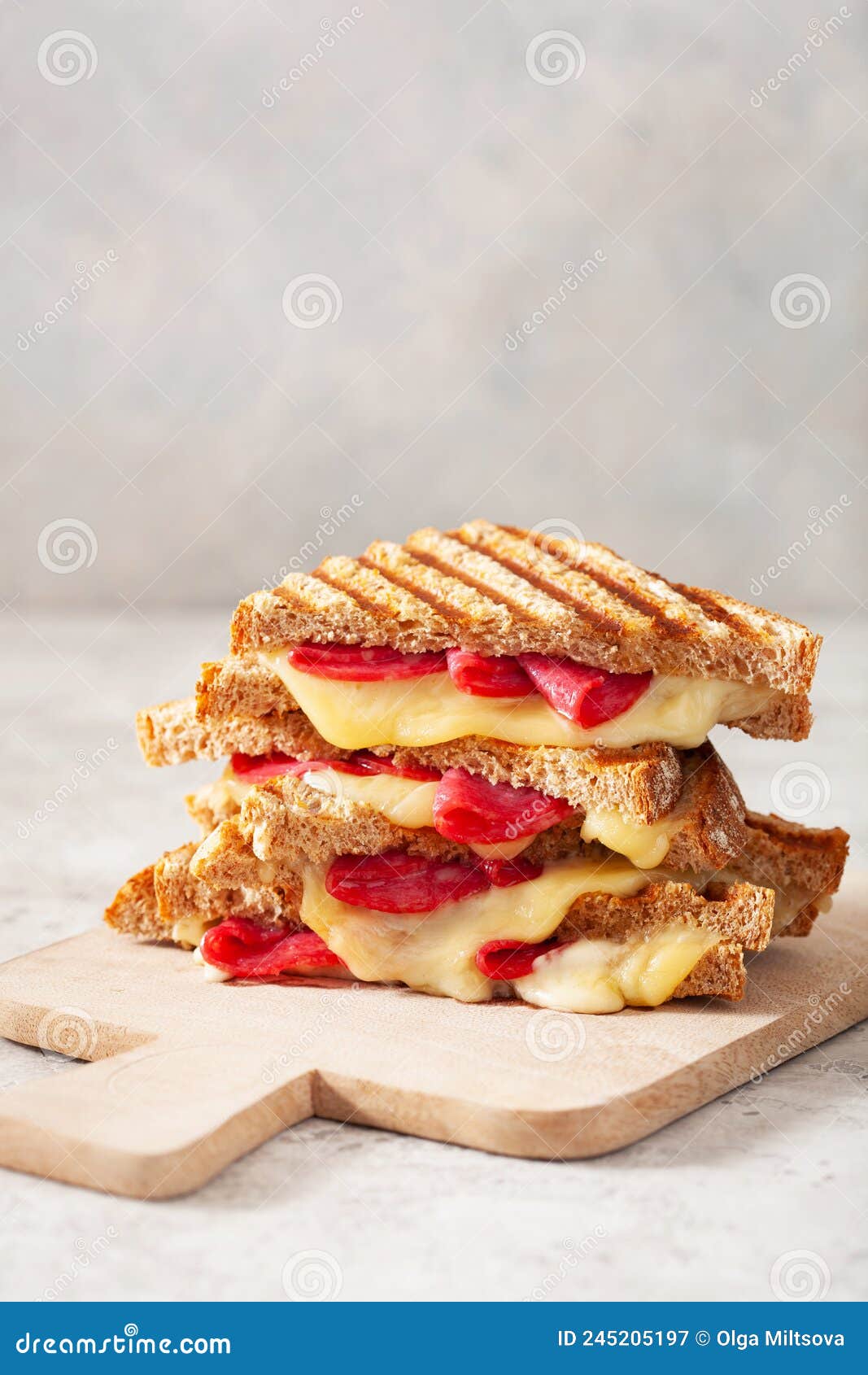 Grilled Salami and Cheese Sandwich Stock Image Image of butter
