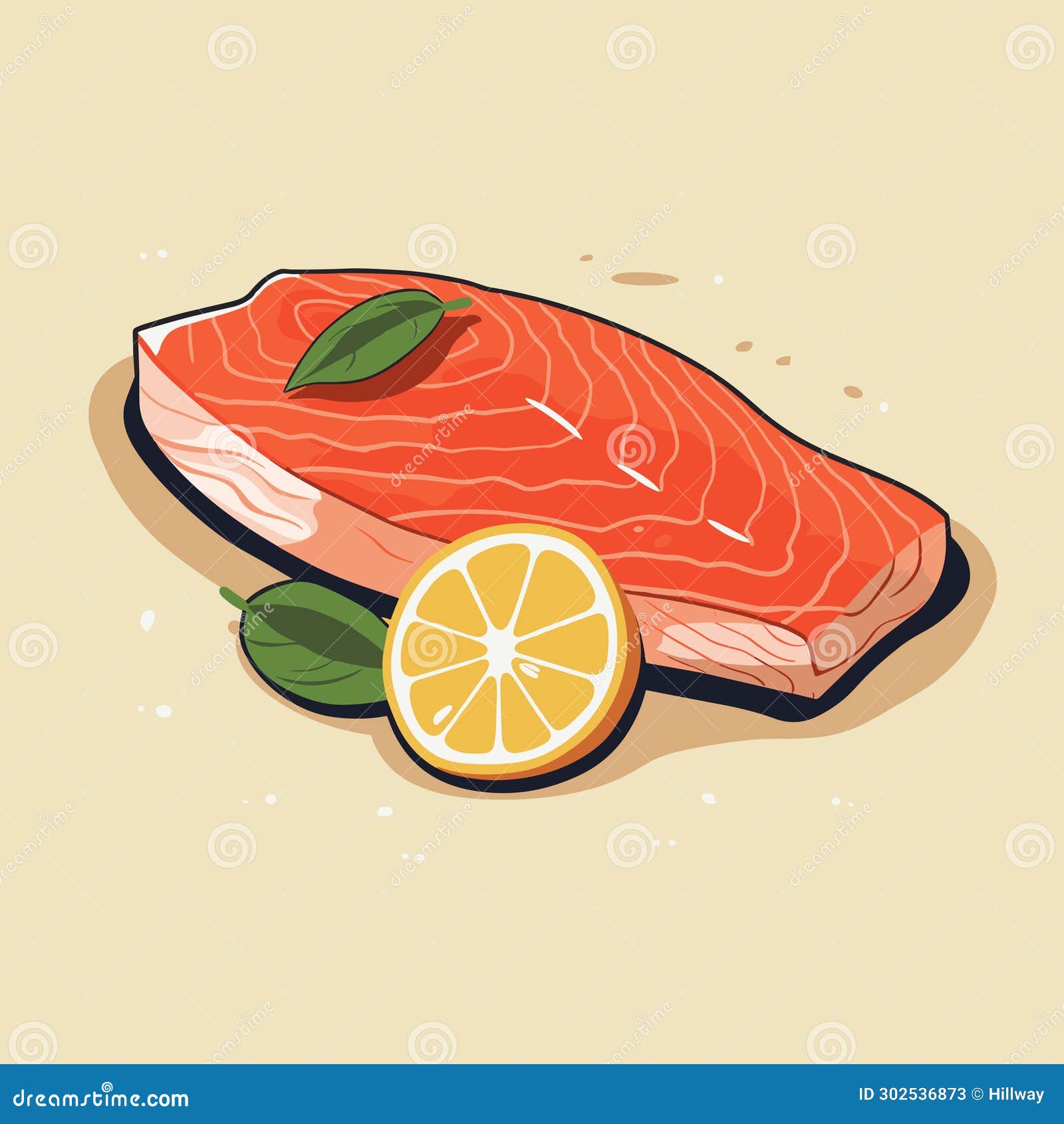 Grilled Salmon Fillet Fish. Cooked Tuna Steak. Cartoon Vector Seafood ...
