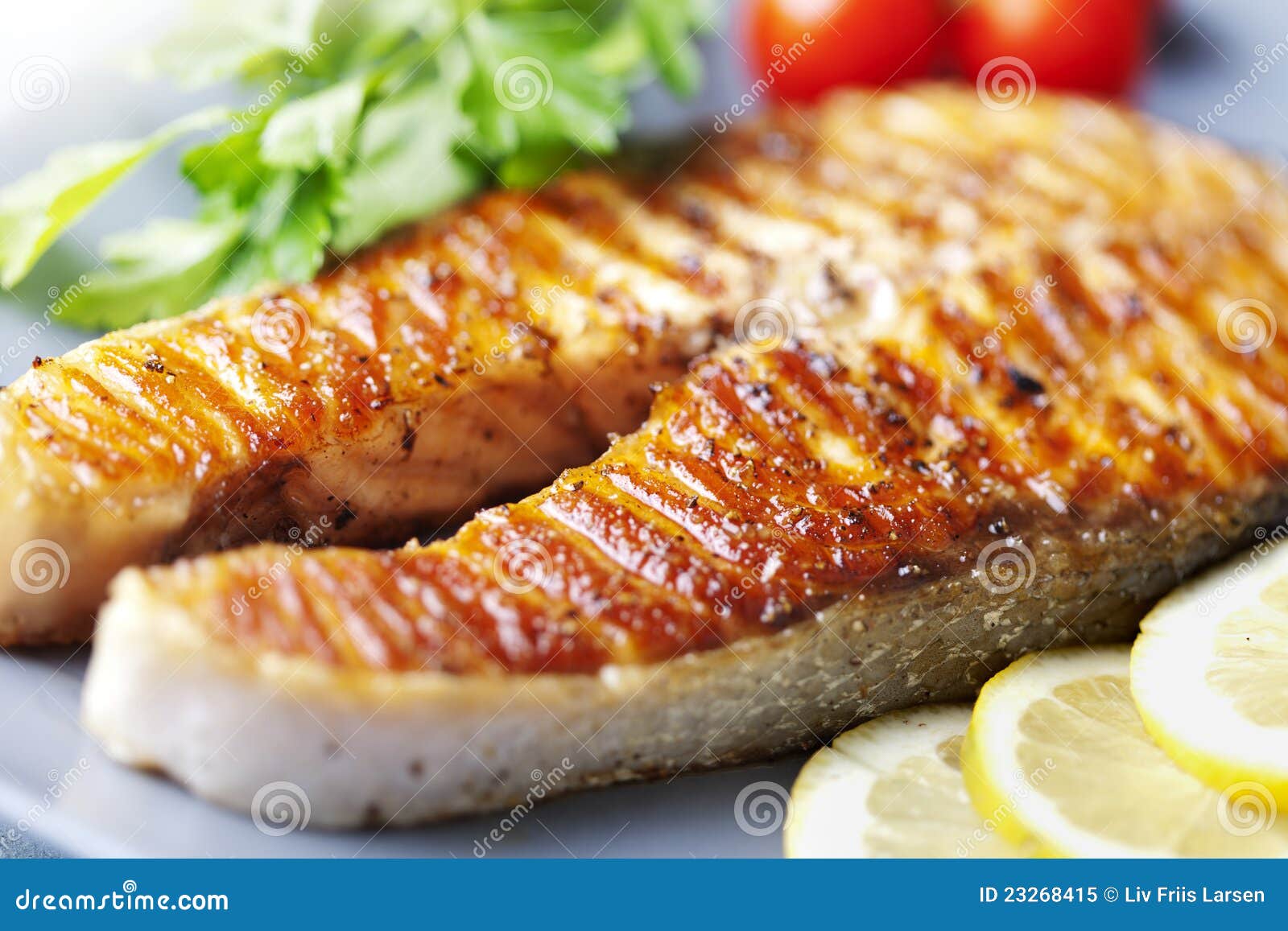 Grilled salmon steak stock image. Image of drink, crispy 23268415