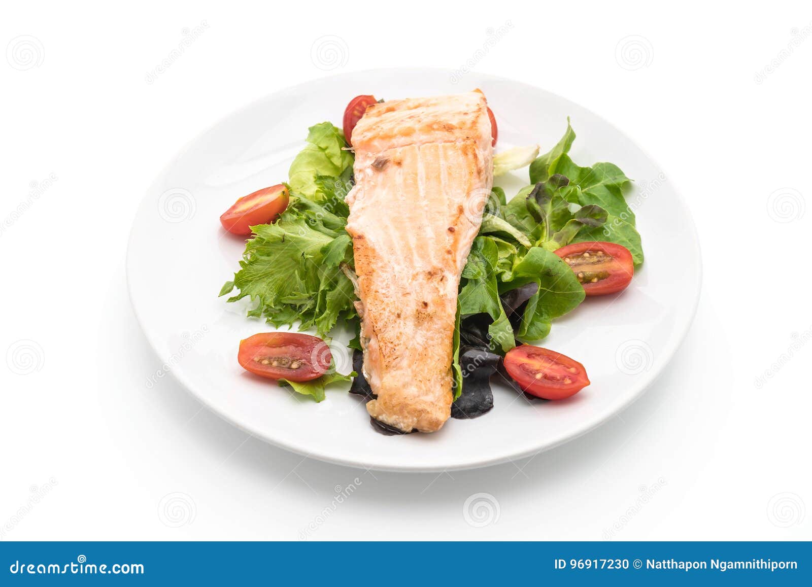 Grilled Salmon Steak on White Stock Photo Image of meal, roasted