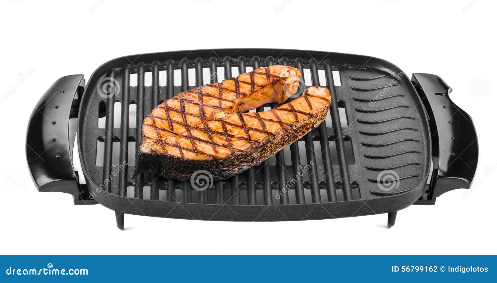 Grilled Salmon Steaks On Frying Pan. Stock Photo Image of organic