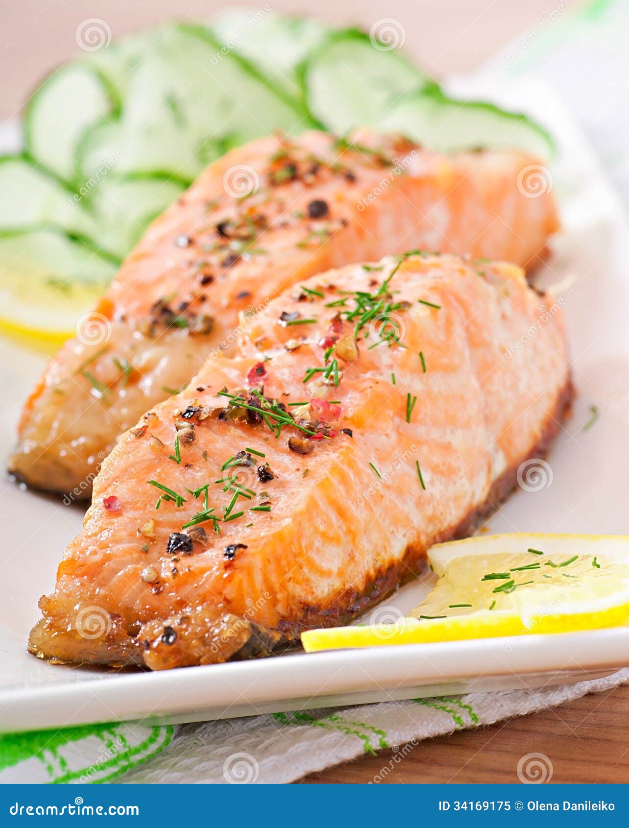 Grilled Salmon with Vegetables Stock Image Image of atlantic, health