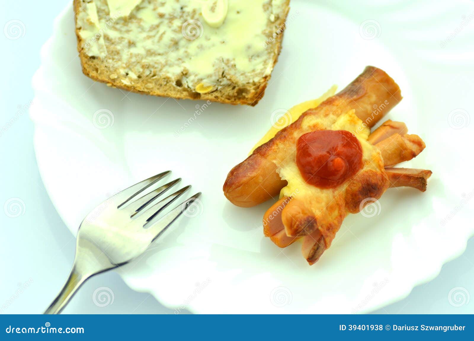 Grilled Sausage in Cheese on a Plate Stock Photo Image of cooking