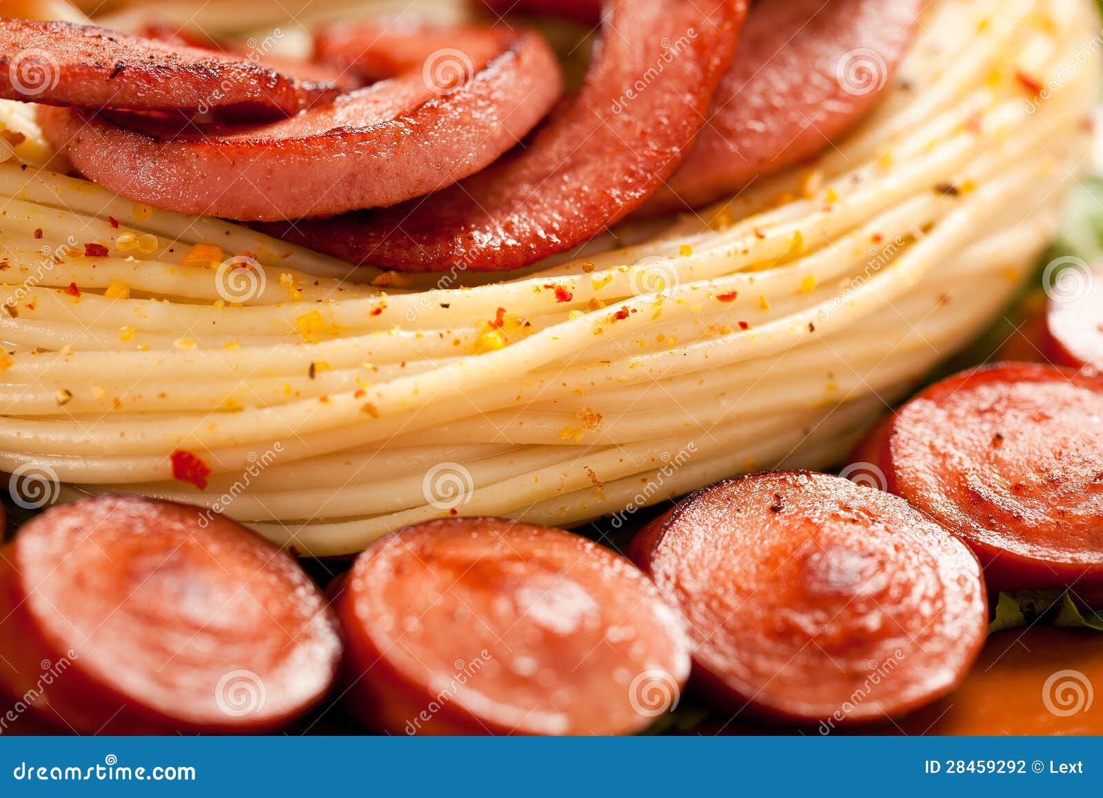 Grilled Sausage with Pasta, Vegetables Stock Photo Image of grilled, sliced 28459292