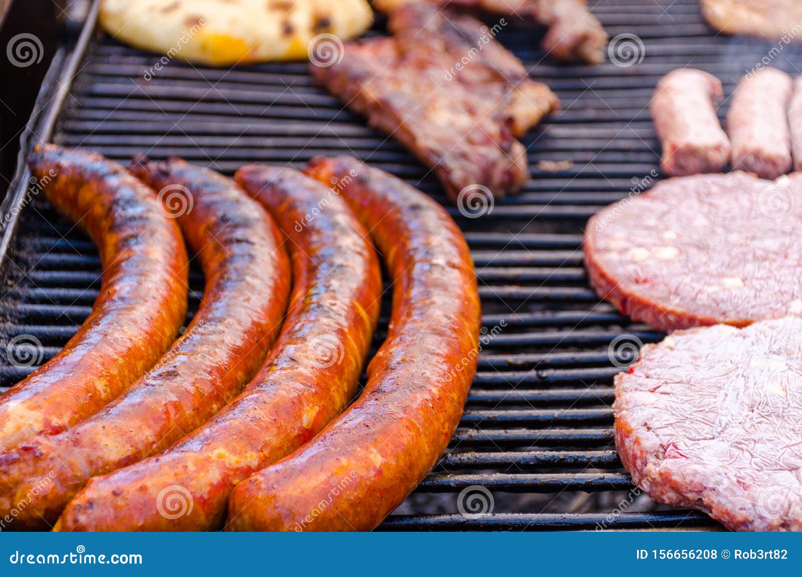 Grilled Sausages on Barbecue Grill Stock Photo Image of charcoal