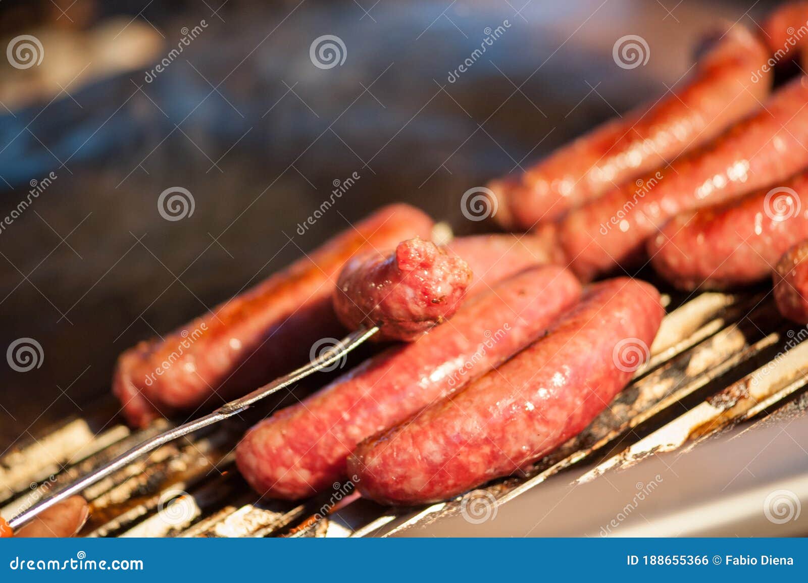 Grilled sausages stock photo. Image of beef, fire, barbecuing 188655366