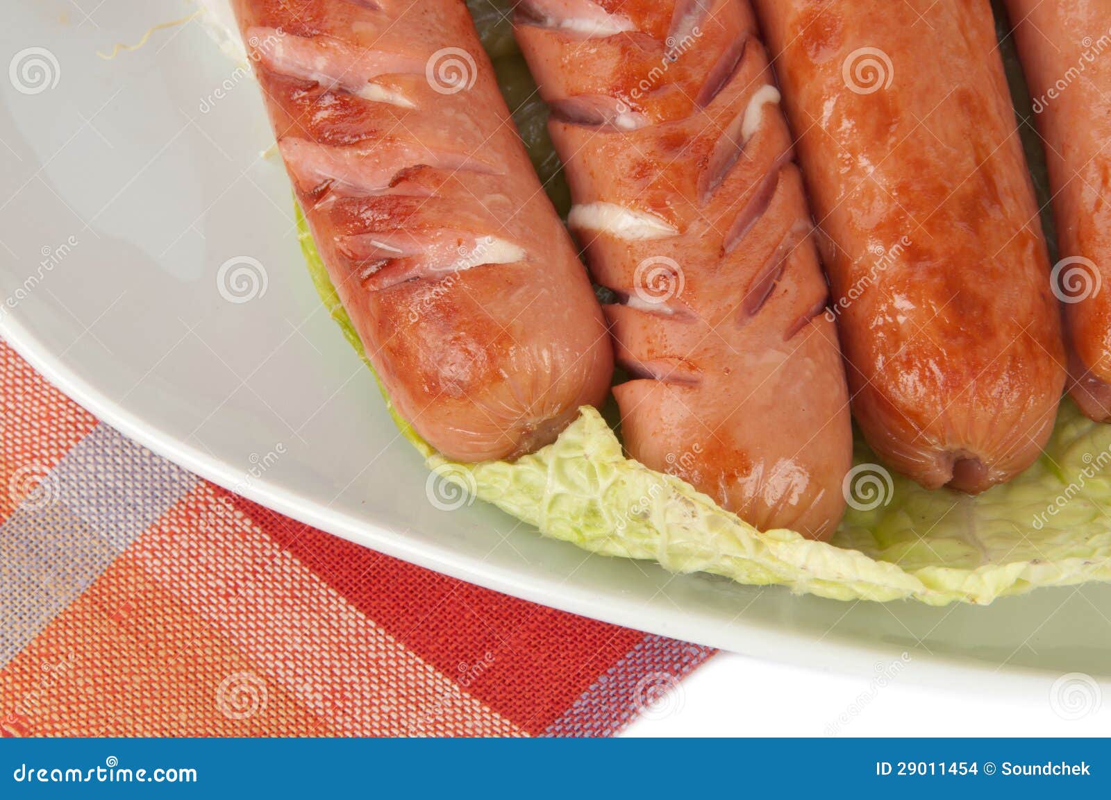 Grilled Sausages on a Plate Stock Photo Image of vitamins, snack