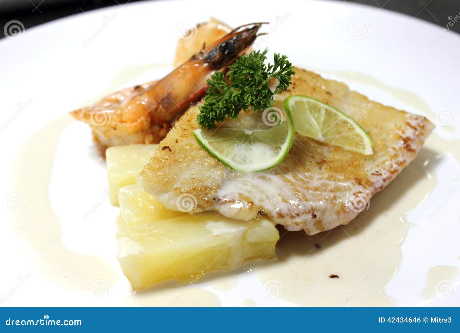 Grilled Shrimp and Fish on the Plate Stock Photo Image of fresh