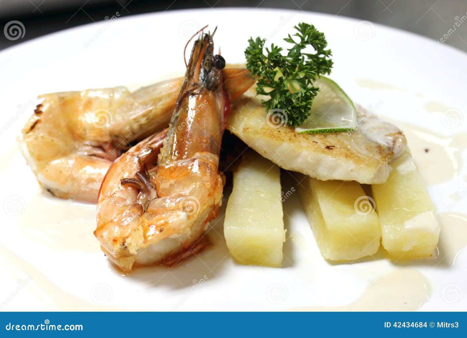 Grilled shrimp and fish stock photo. Image of shrimps 42434684