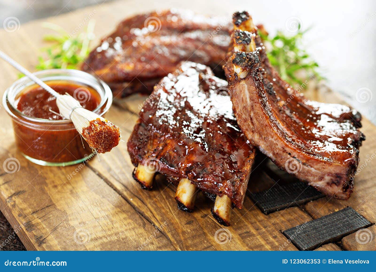 grilled and smoked ribs with barbeque sauce