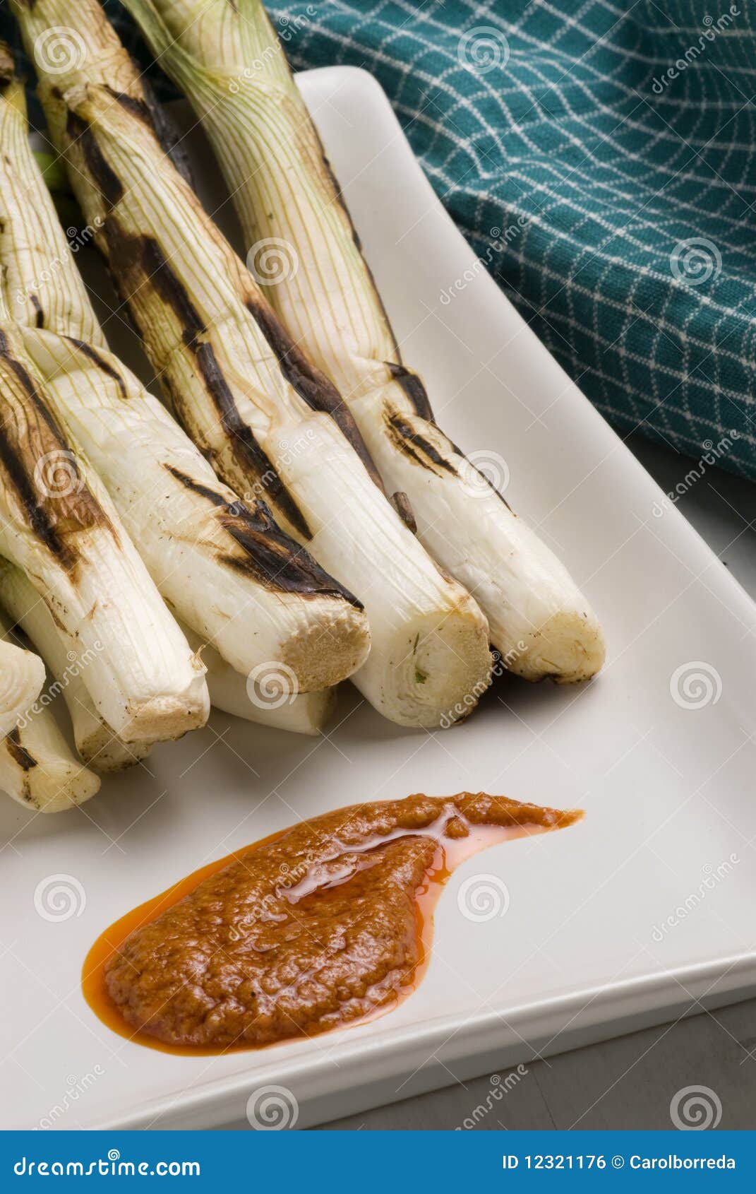 Grilled Spring Onions.Spanish Cuisine. Stock Photo Image of catalonia