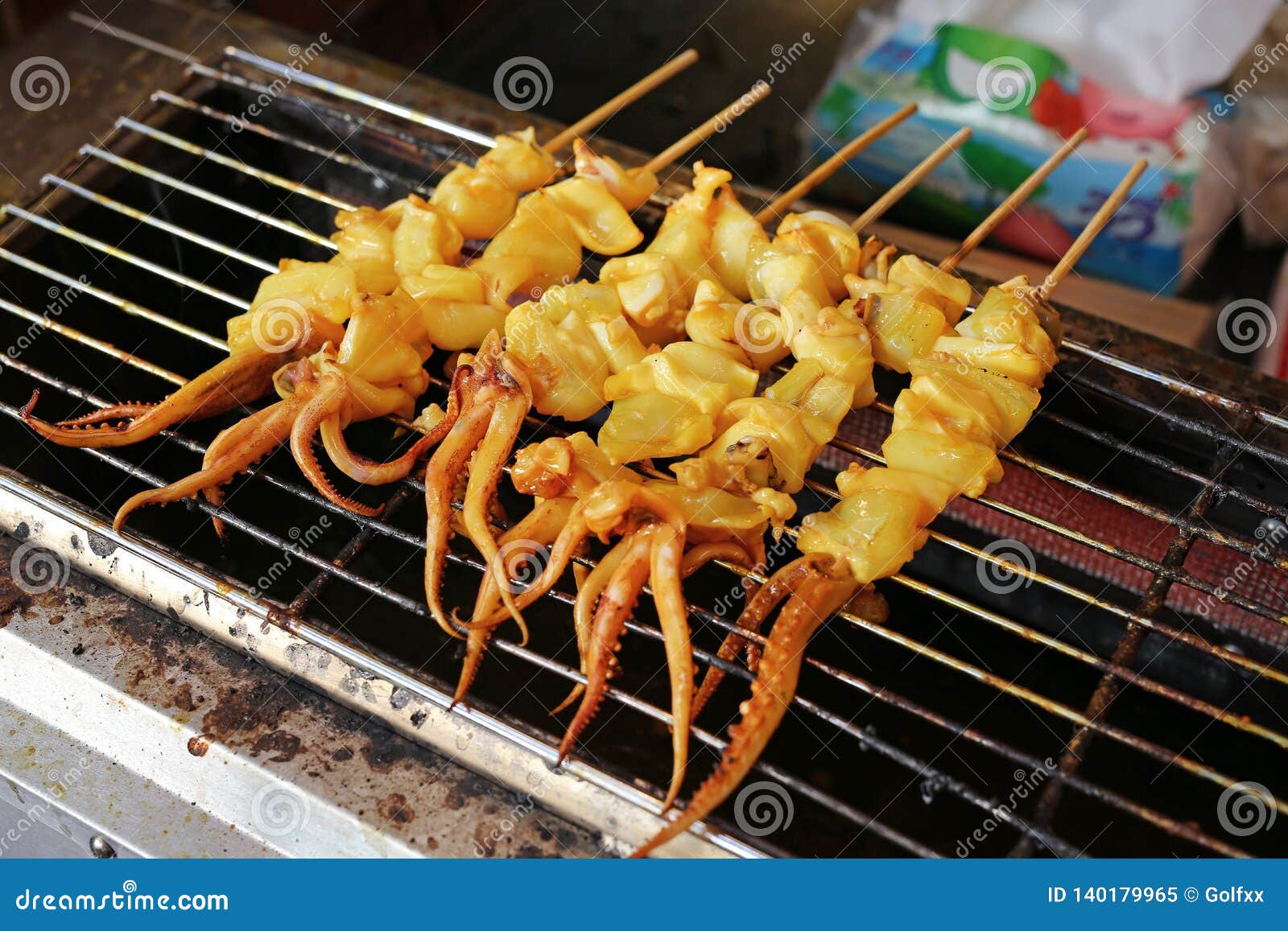 Grilled Squid on stove stock image. Image of barbecue 140179965