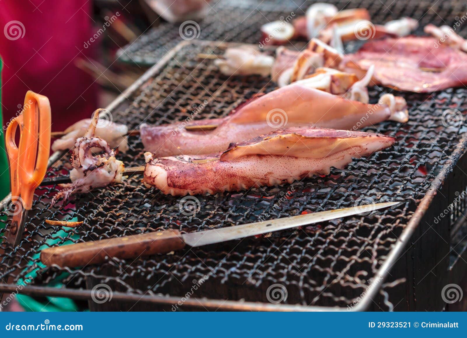Grilled squid on stove stock image. Image of calamari 29323521