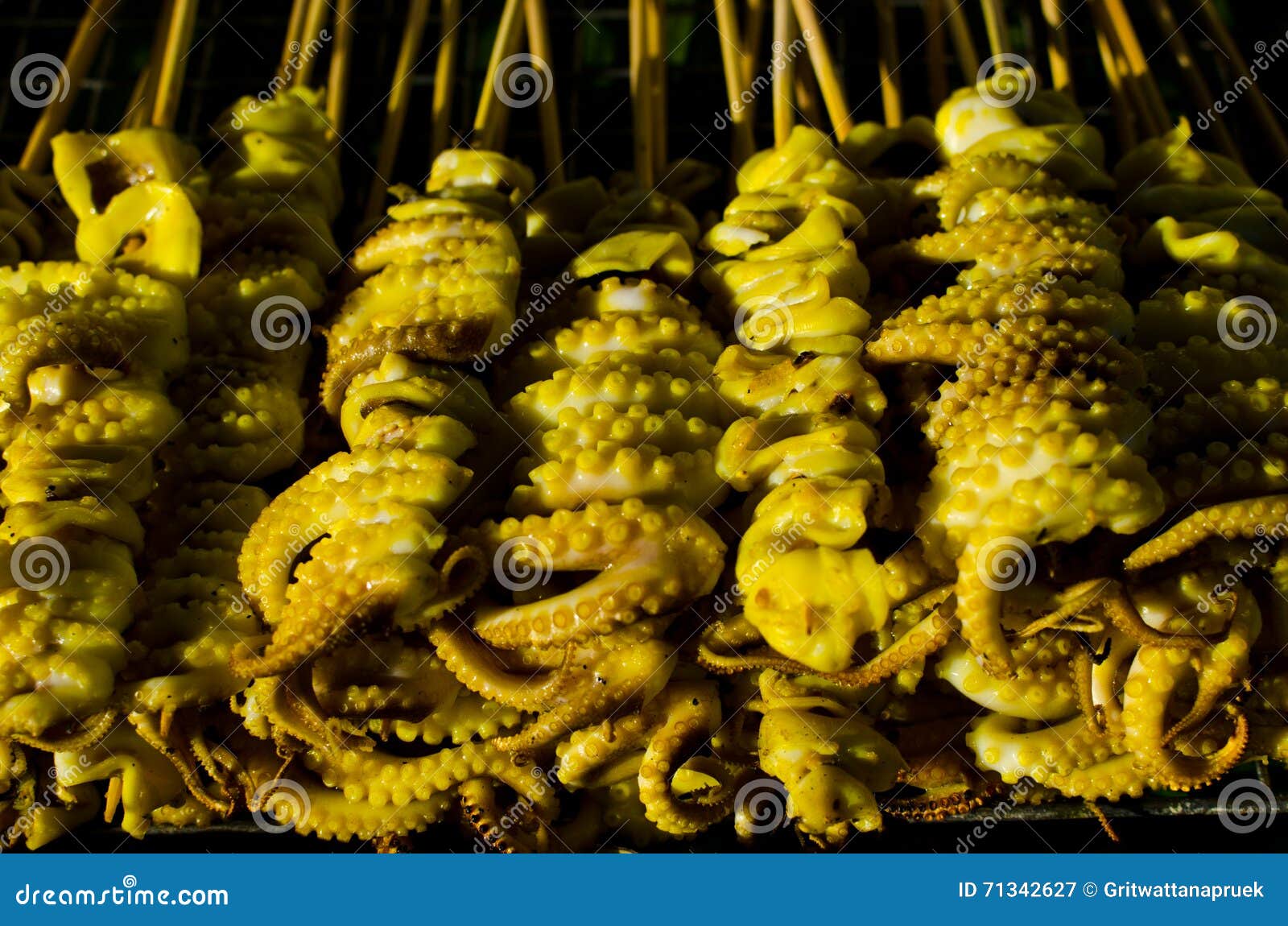 Grilled Squid Tentacles stock image. Image of cuttlefish 71342627