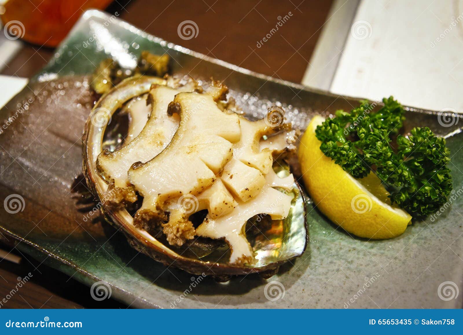 Grilled steak abalone stock image. Image of medium, vegetable 65653435