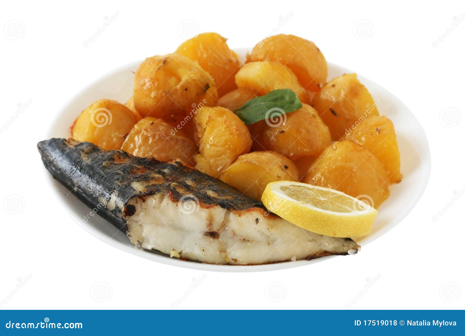 Grilled Swordfish with Potato Stock Photo Image of lemon, plate 17519018