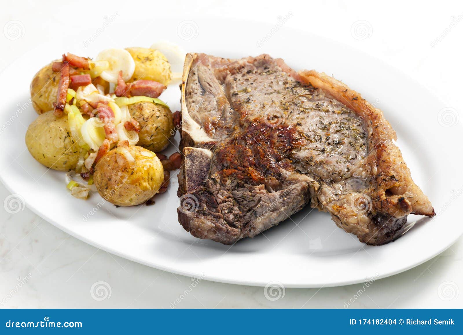 Grilled Tbone steak stock photo. Image of indoors, grilled 174182404