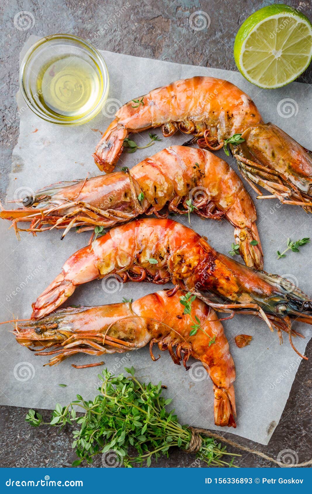 Grilled tiger prawns stock image. Image of cooked, delicious - 156336893