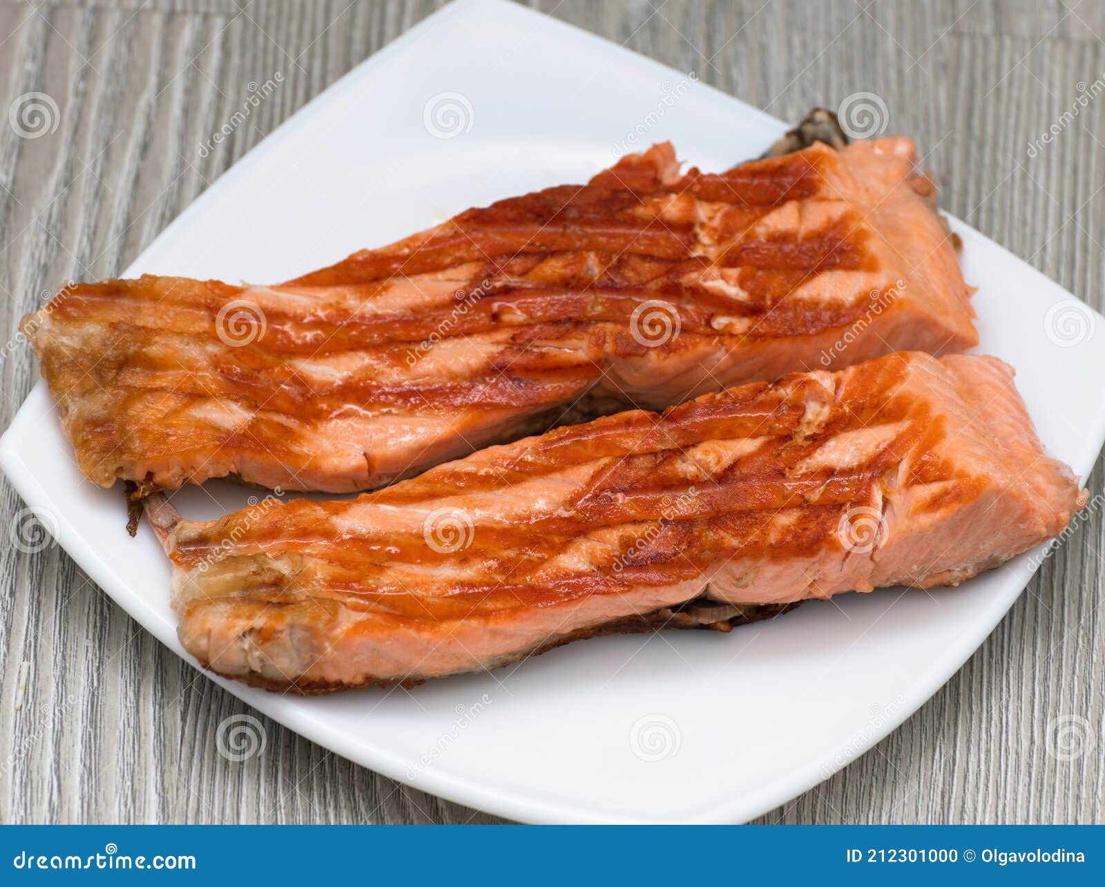 Grilled Trout Steaks Lie on a Plate Stock Photo Image of roast