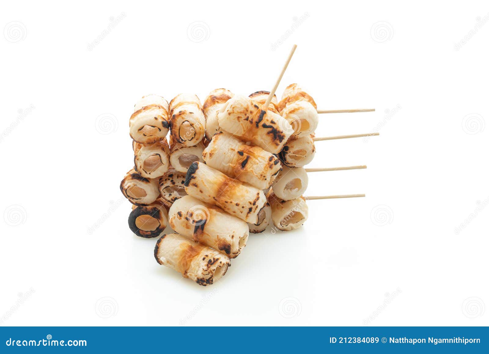 Grilled Tube Shaped Fish Paste Cake Skewer Stock Image Image of