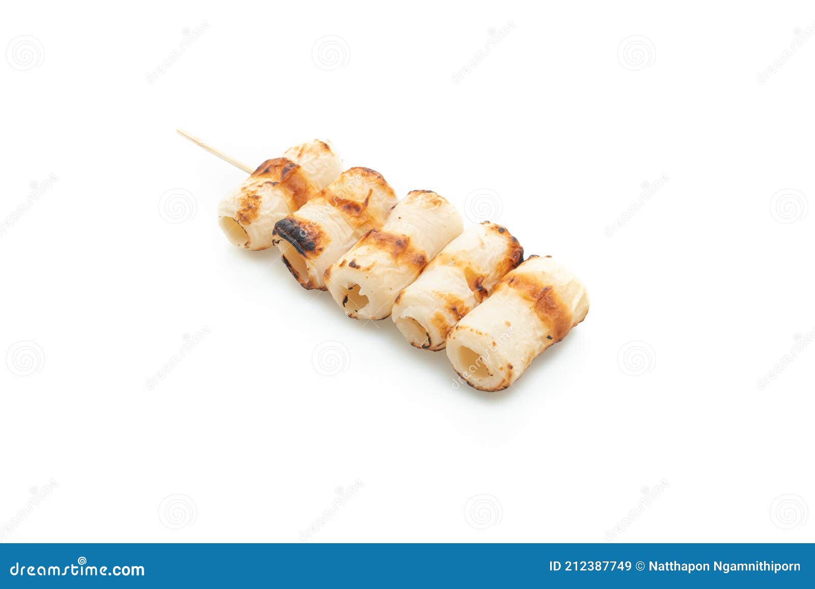 Grilled Tube Shaped Fish Paste Cake Skewer Stock Image Image of