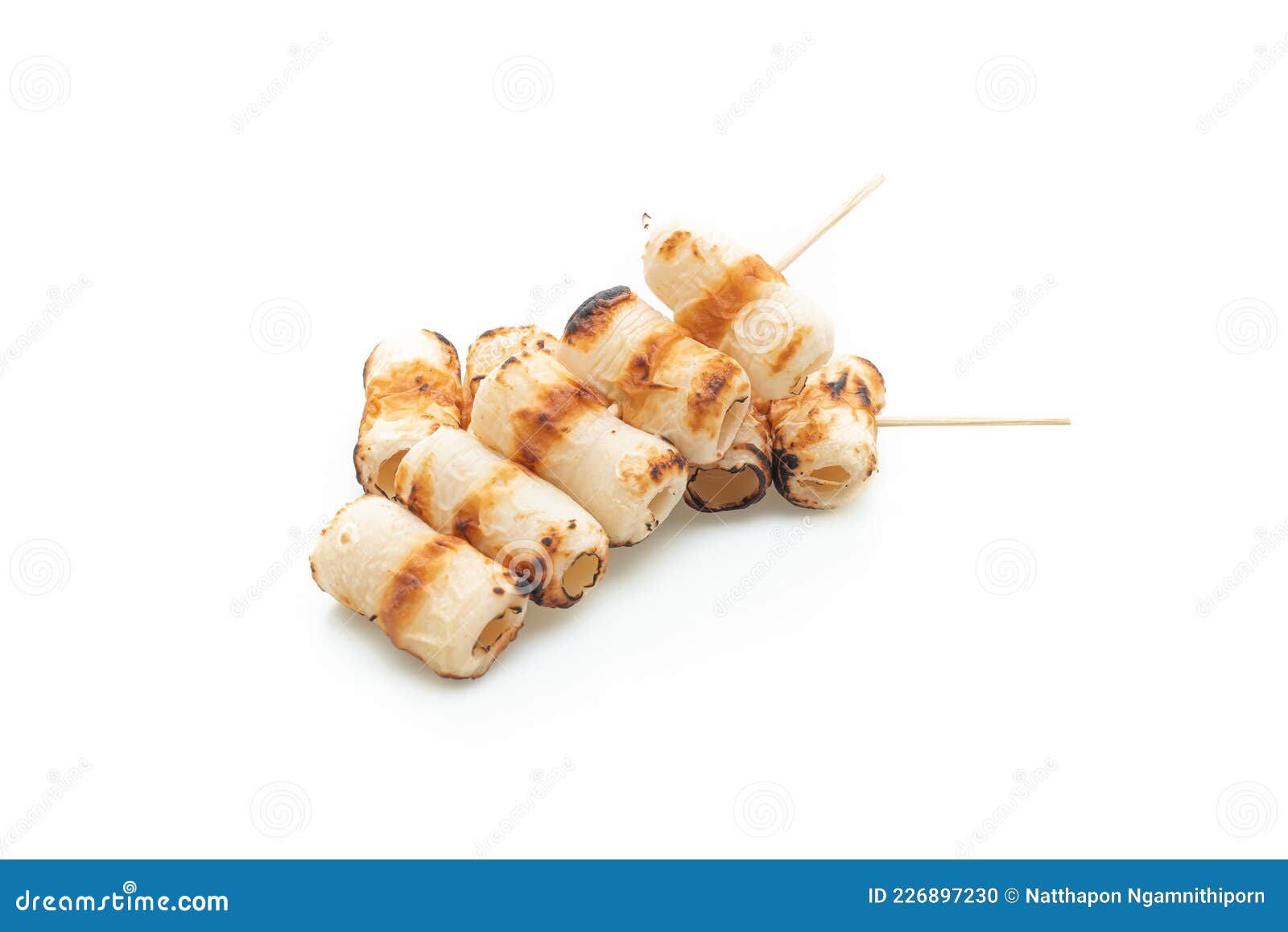 Grilled Tube Shaped Fish Paste Cake Skewer Stock Photo Image of