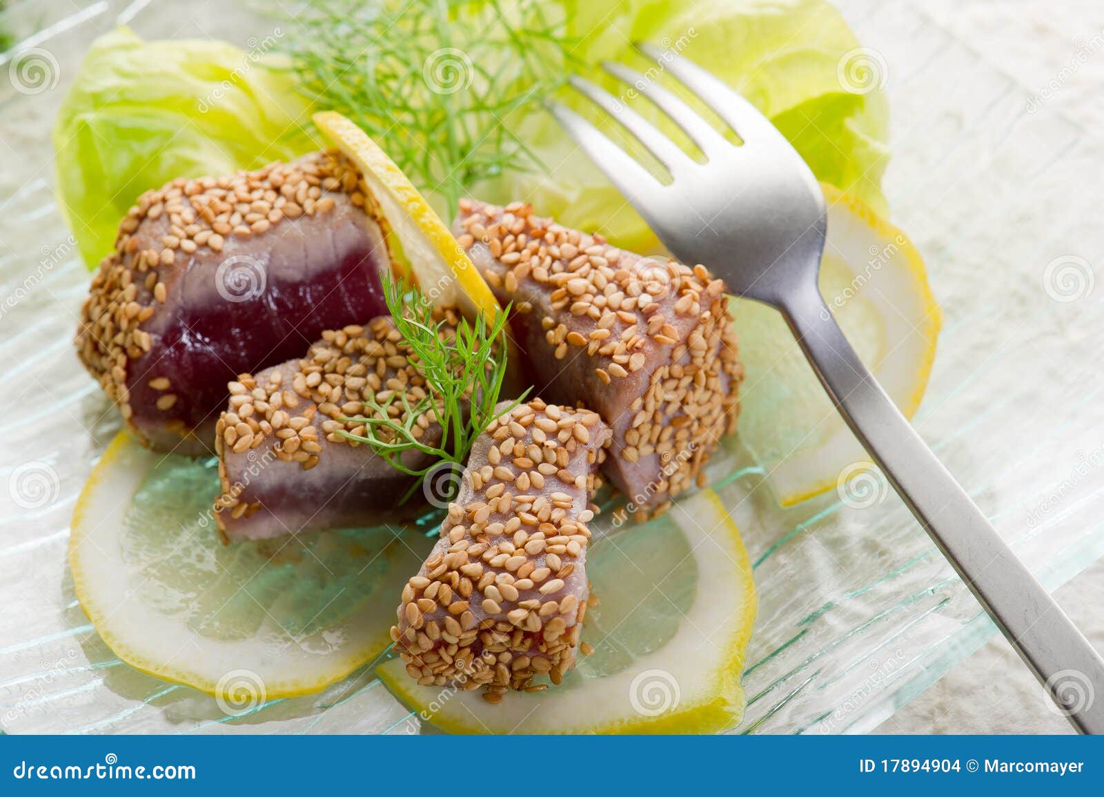 Grilled Tuna with Seed Sesame Stock Photo Image of appetizers, meal
