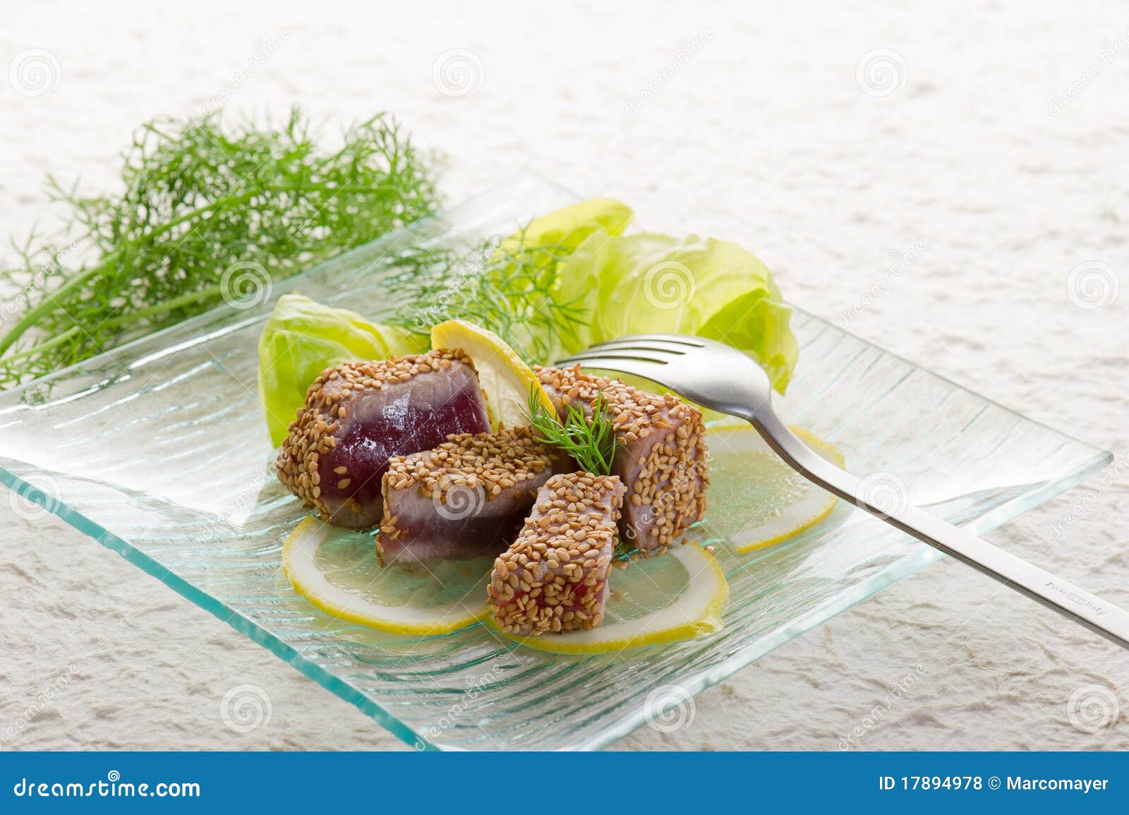 Grilled Tuna with Seed Sesame Stock Photo Image of dish, dieting