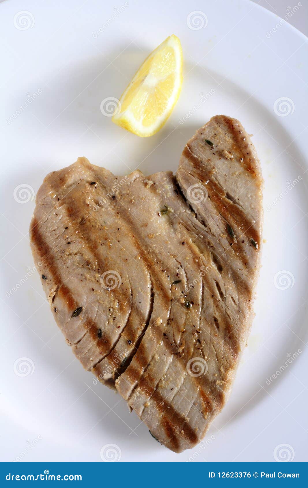 Grilled tuna steak stock photo. Image of grilled, lemon - 12623376