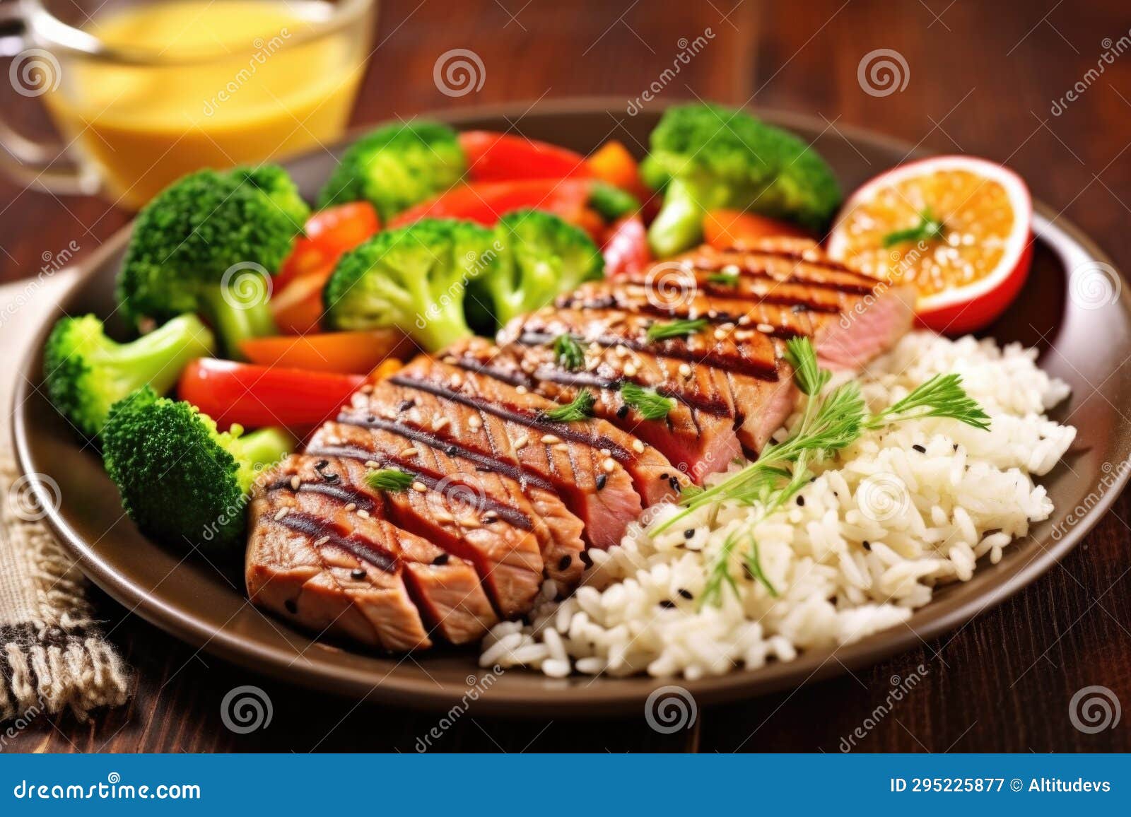 Grilled Tuna Steak Coated with Sesame Seeds Stock Image Image of
