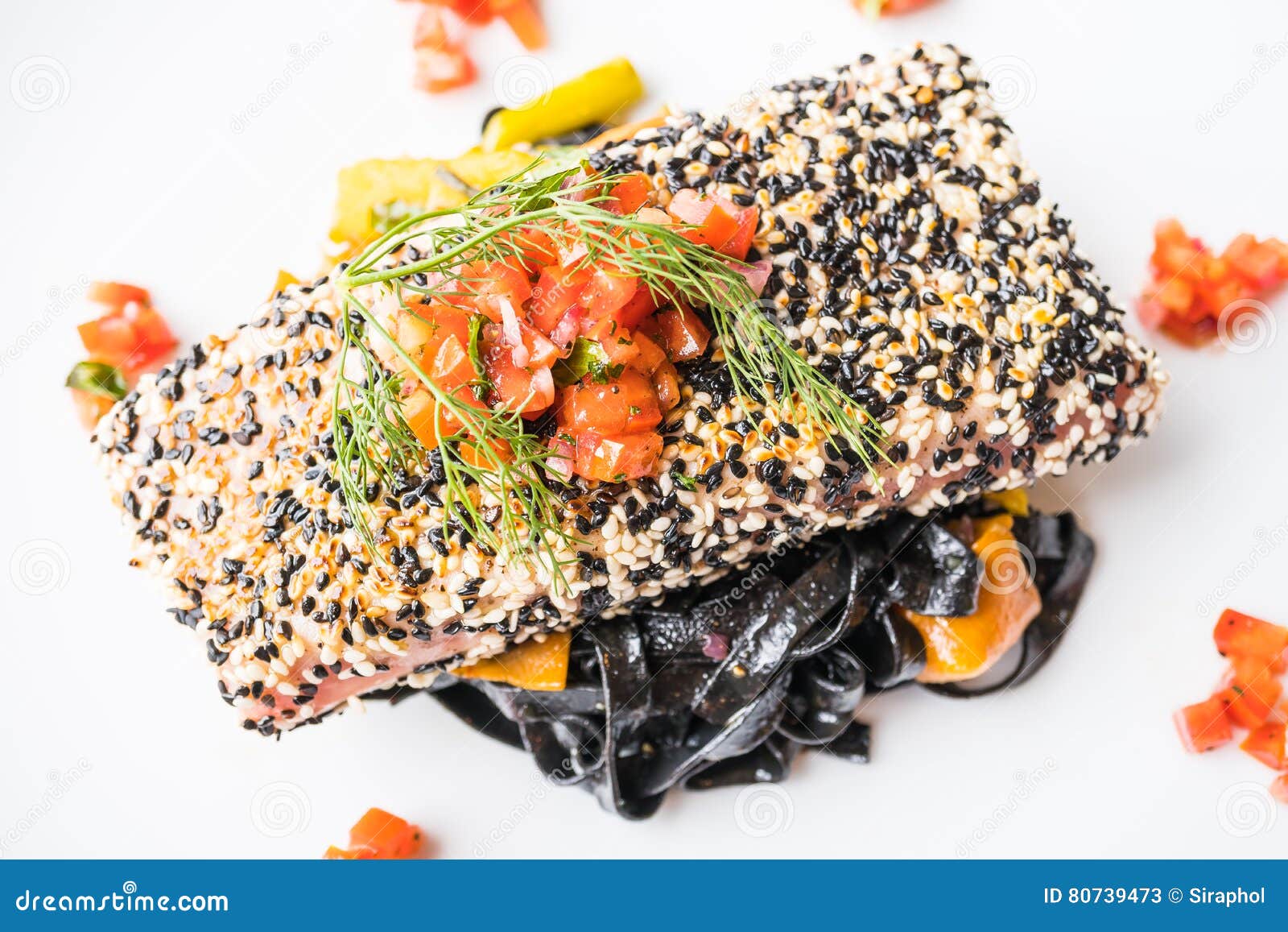 Grilled Tuna Steak with Pasta and Vegetable Stock Image Image of tuna