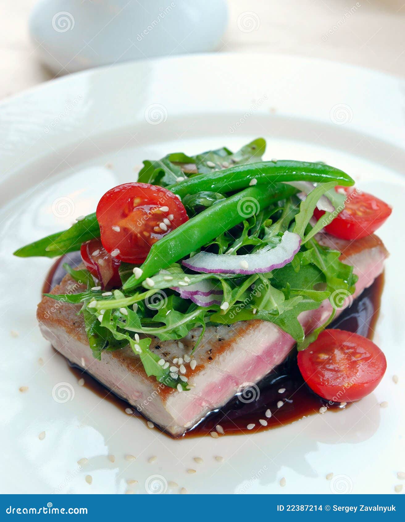 Grilled Tuna with Vegetables Stock Photo Image of gourmet, sauce