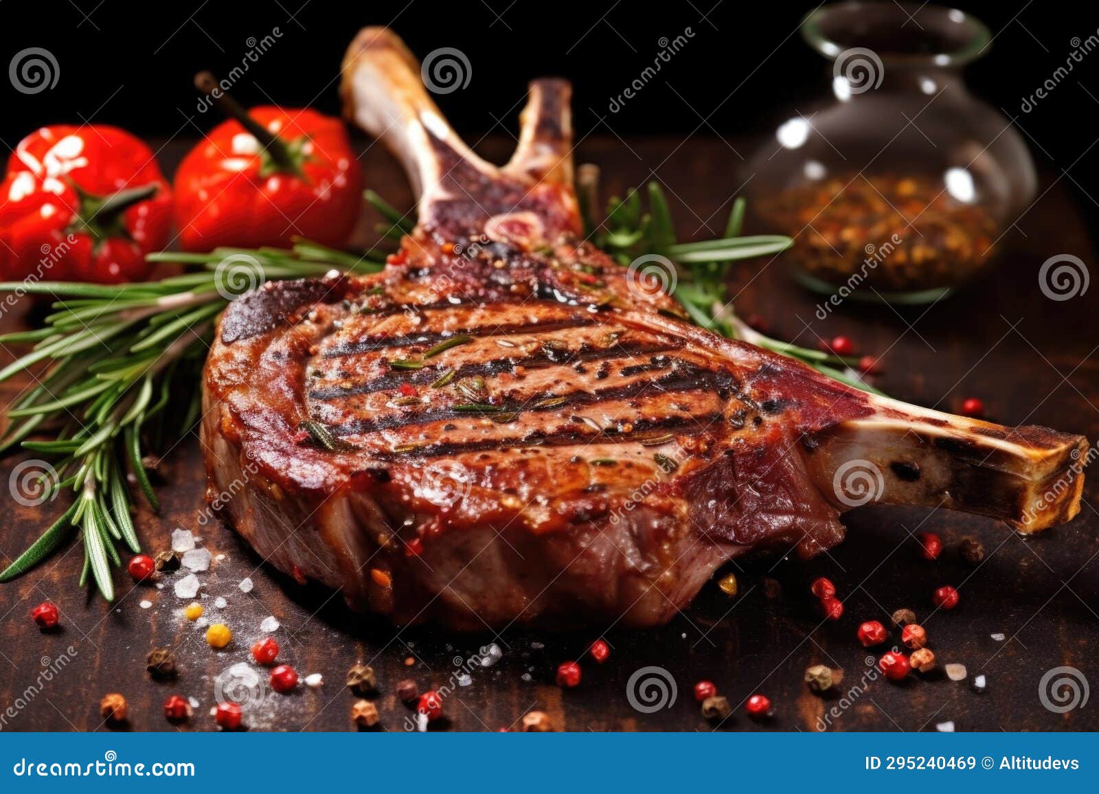 Grilled Veal Chop with Peppercorns on Top Stock Image Image of
