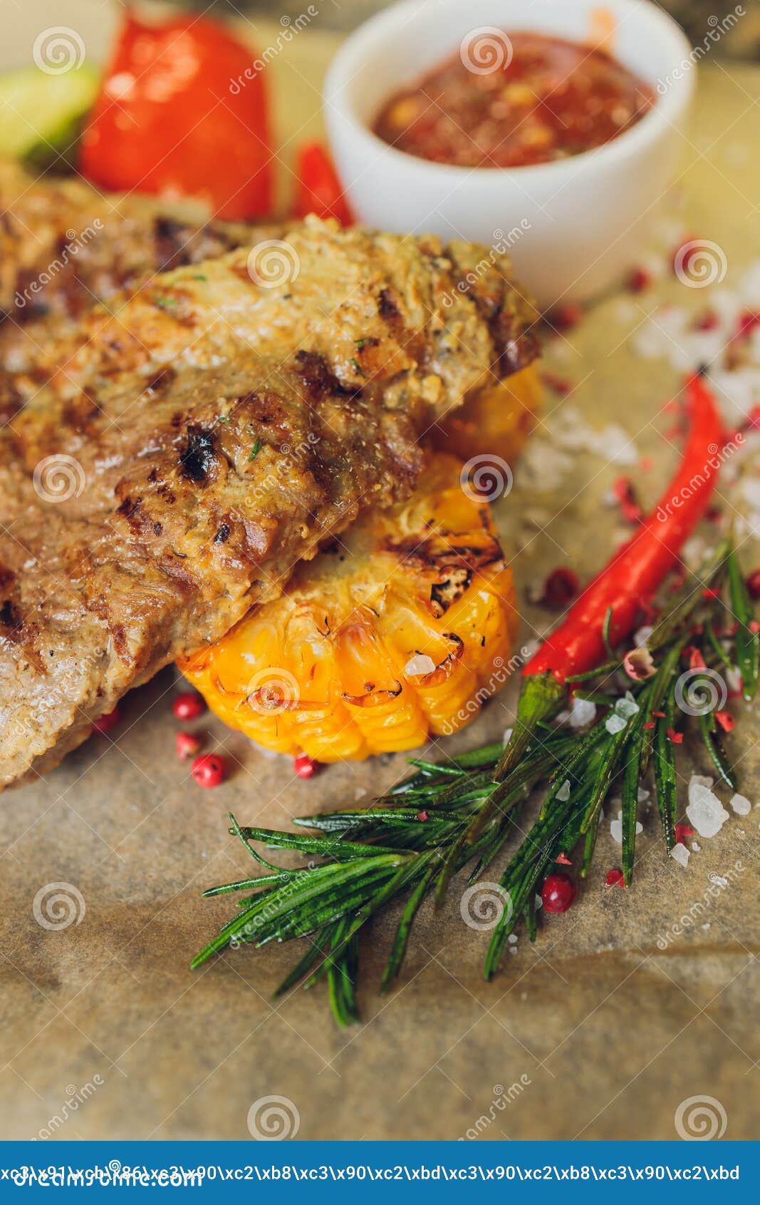 Grilled Veal Loin Steak on Cutting Board. Stock Photo Image of