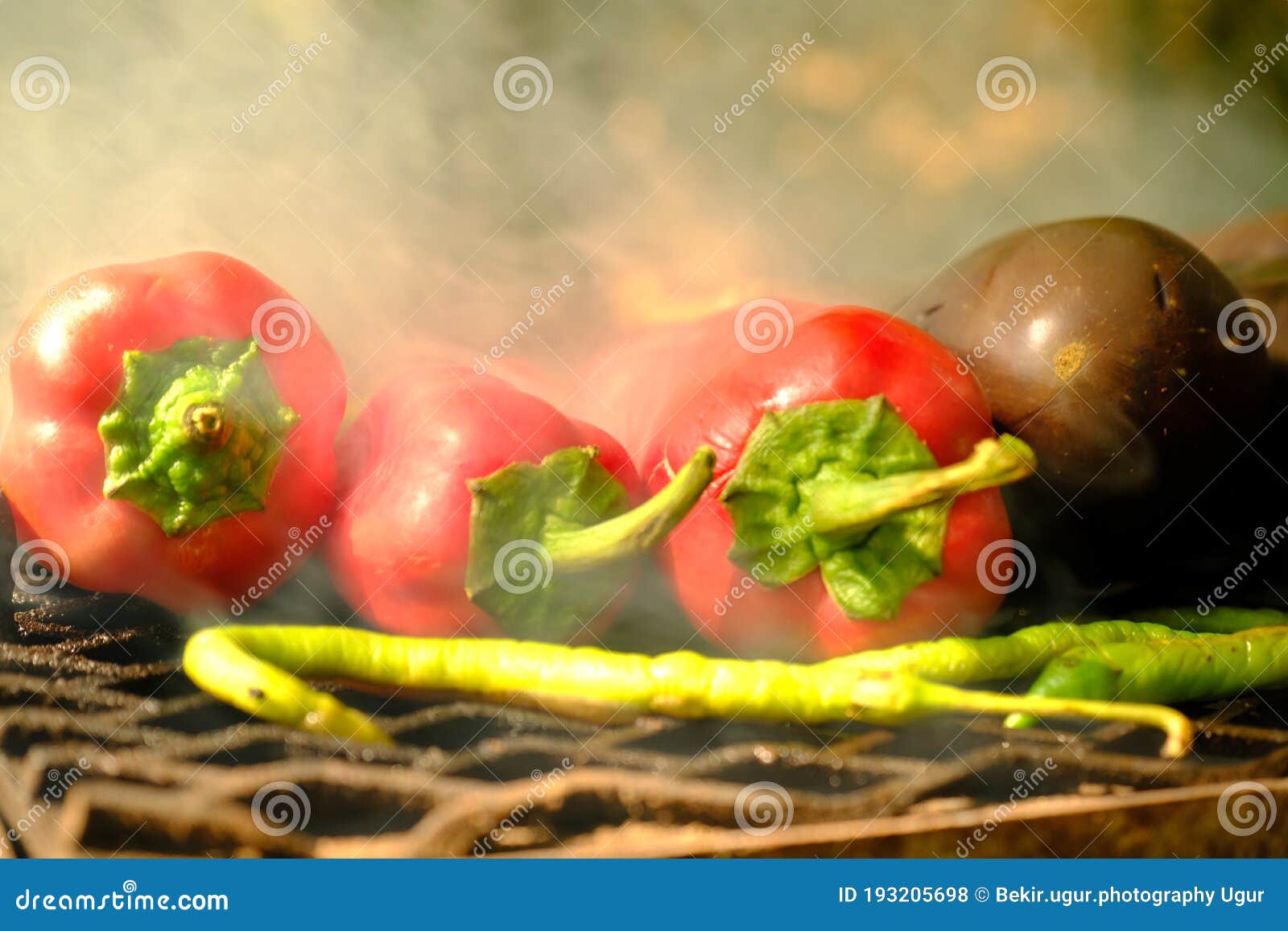 Grilled Vegetables on a Cast Iron Grill Top View Stock Photo Image of