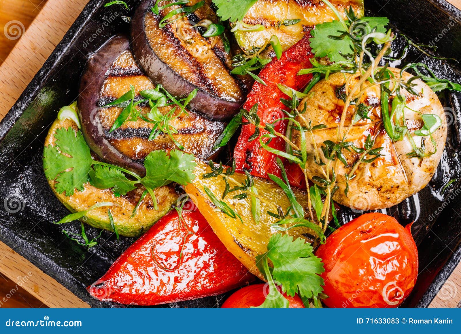 Grilled Vegetables in a Pan Grill Closeup. Stock Image Image of fried
