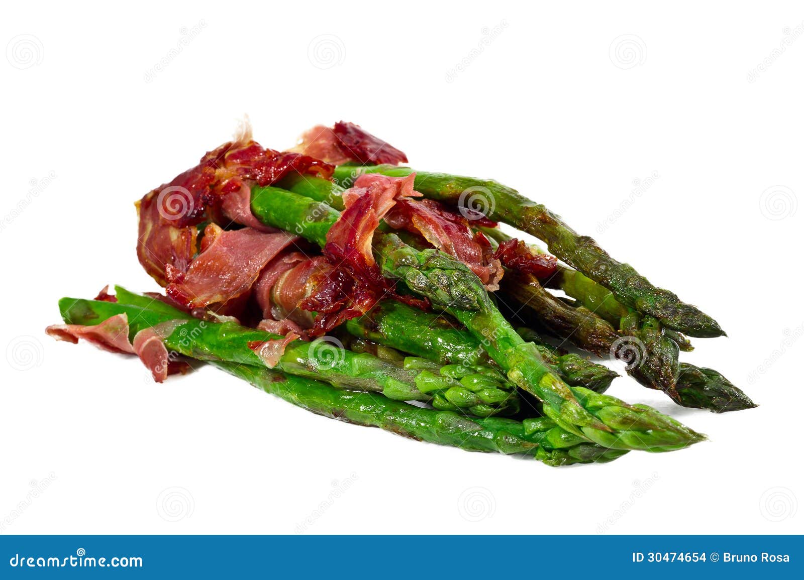 Grilled Young Asparagus Wrapped in Prosciutto Meat Stock Photo Image