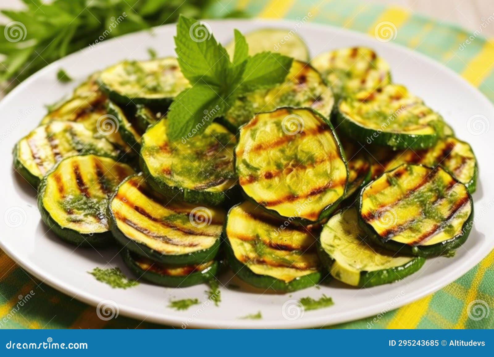 Grilled Zucchini Slices Garnished with Herbs Stock Image Image of appetizer, generative 295243685