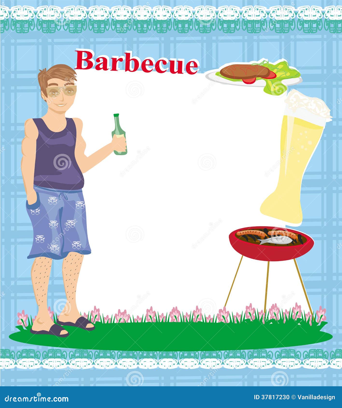 Grillen Sie Partei Einladung Mit Platz Fur Ihren Text Vektor Abbildung Illustration Von Grillen Platz