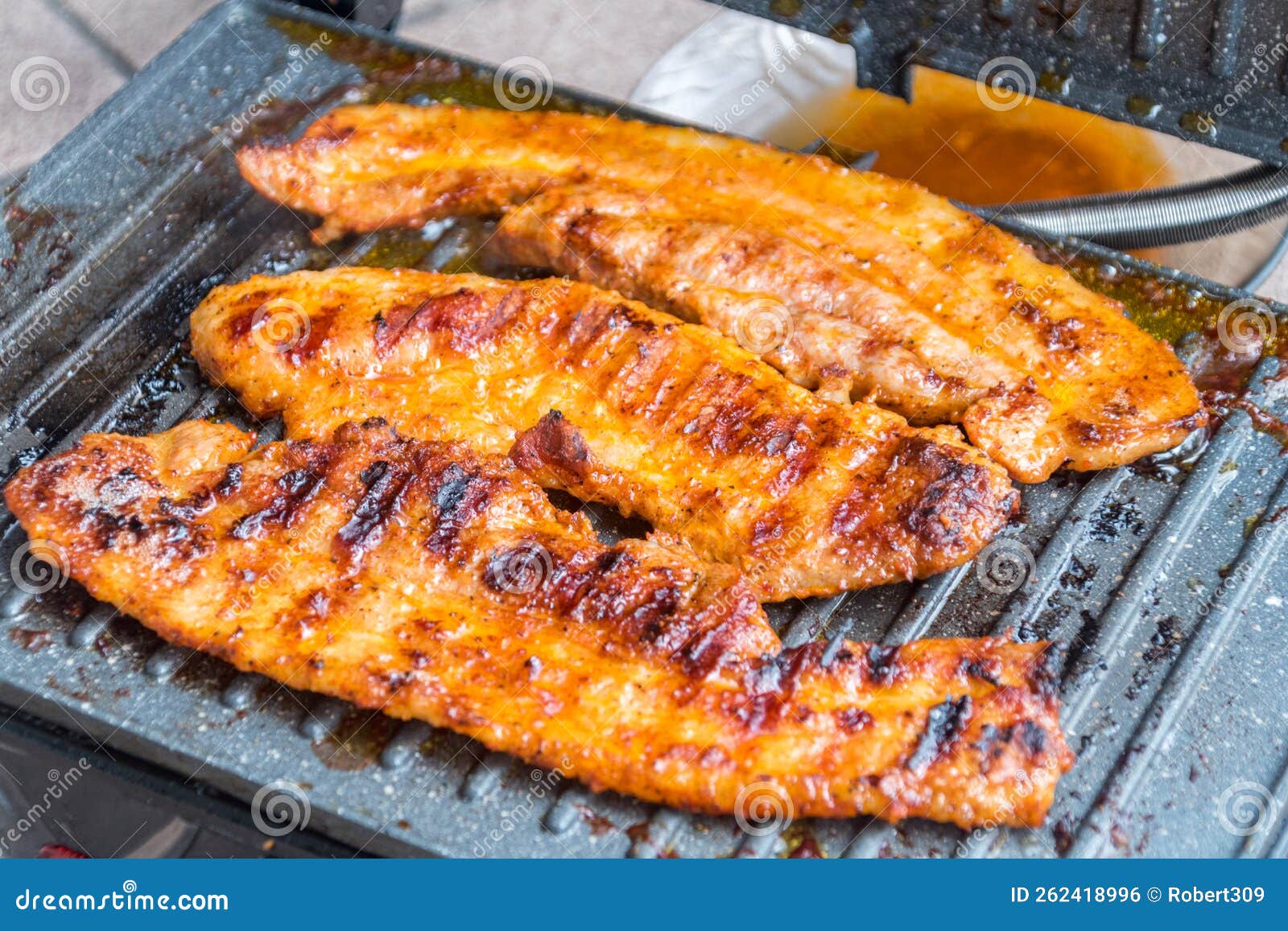Grilling Bacon on Electric Grill Stock Photo Image of food, streaky