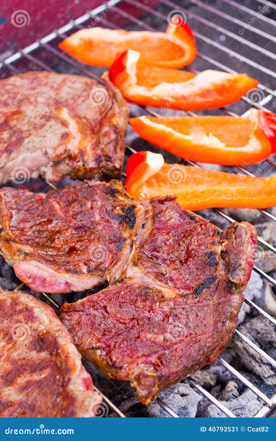 Grilling beef steaks stock image. Image of summer, charcoal 40793531