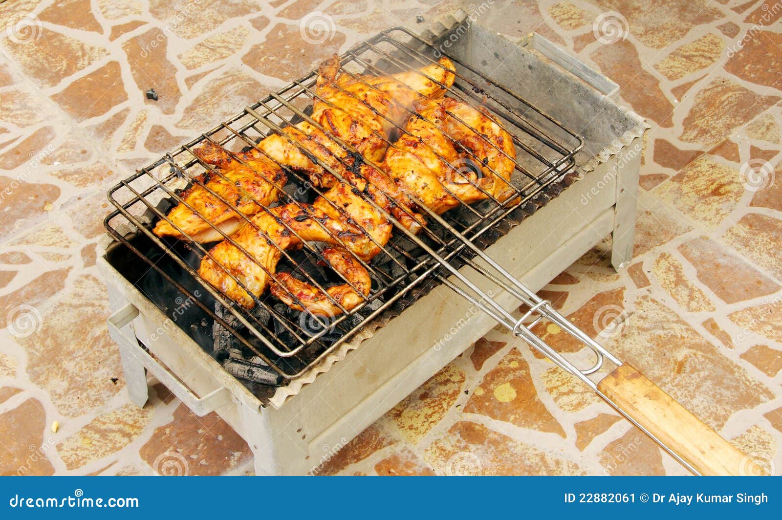 Grilling of Delicious Chicken Stock Image Image of metal, lunch 22882061