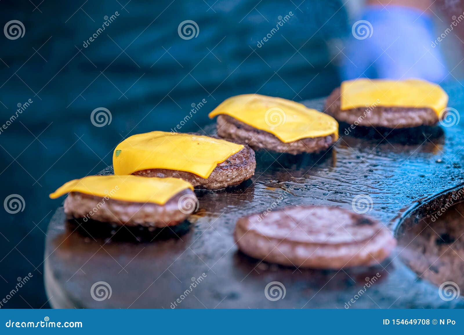 Grilling Hamburger Patties with Cheese Open Air Stock Photo Image of