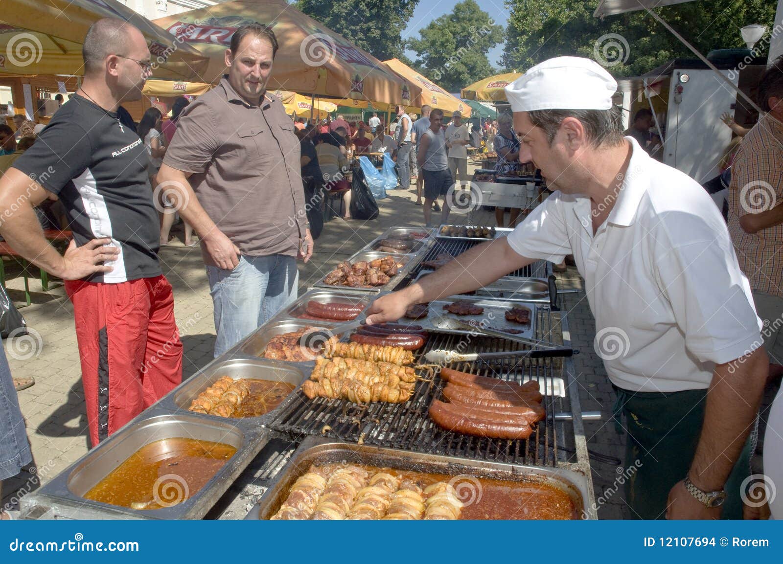 Grilling at local market editorial stock image. Image of barbecue
