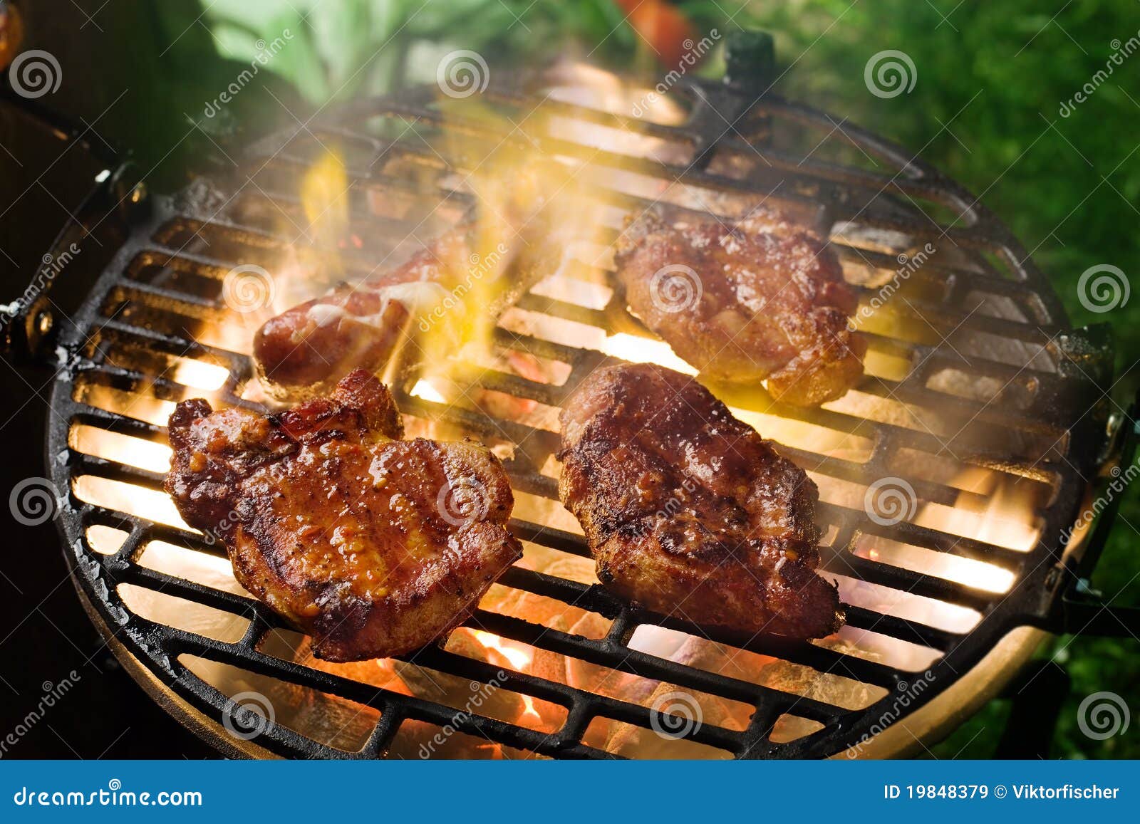 Grilling marinated meat stock image. Image of fire, pork 19848379